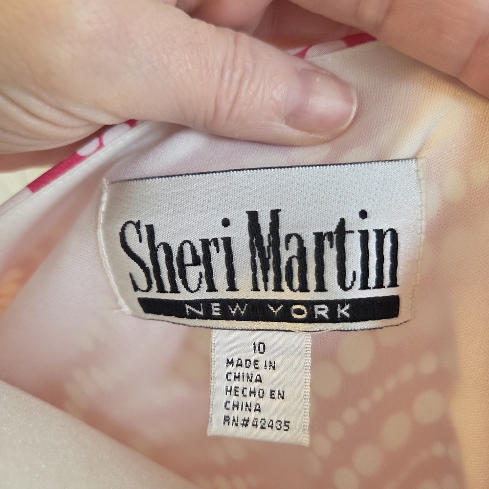 Sheri Martin Pink and White Wave-Print Tiered Midi Dress - Picture 6 of 7
